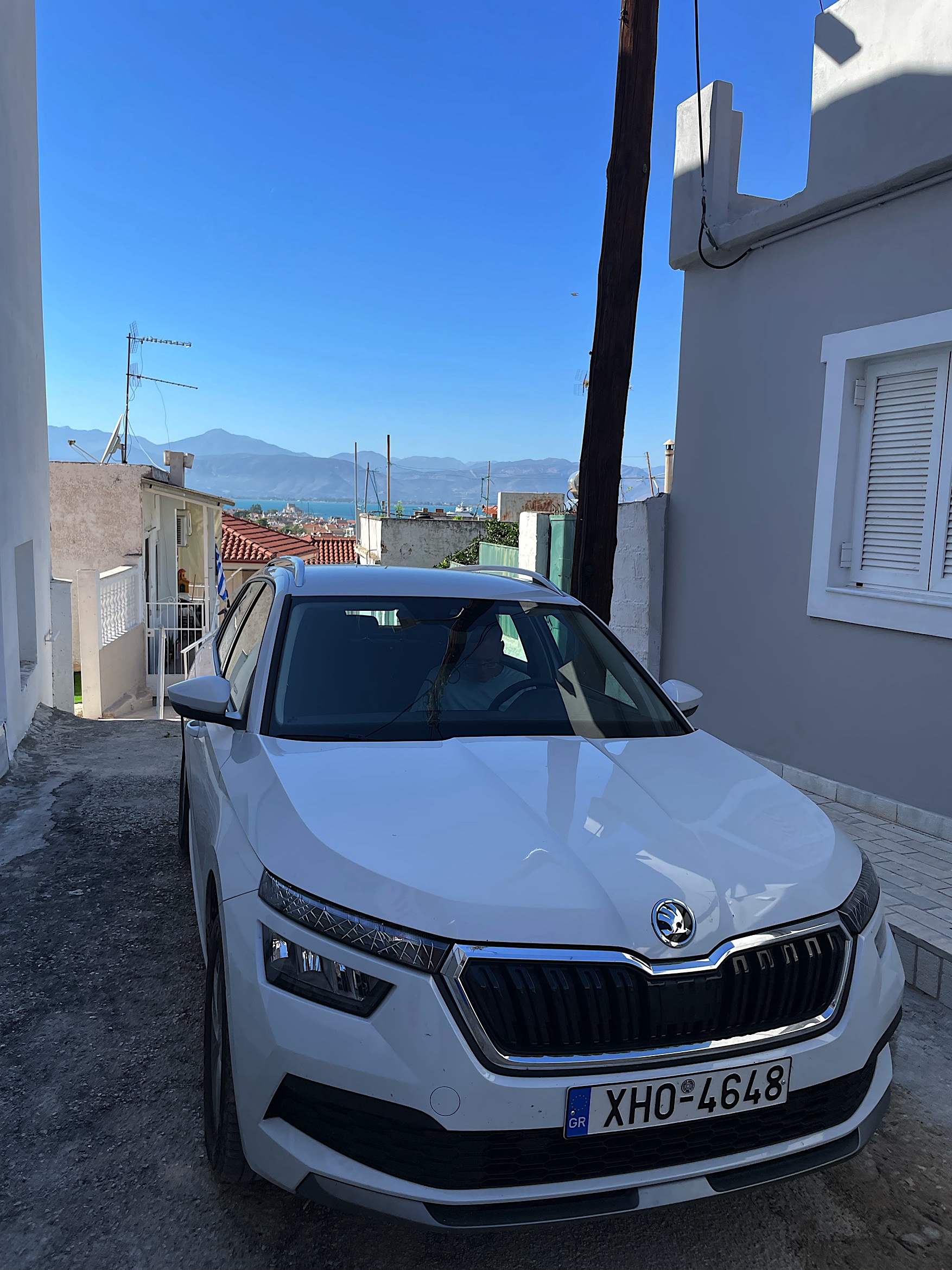 We had to back down an alley to park in Nafplio.