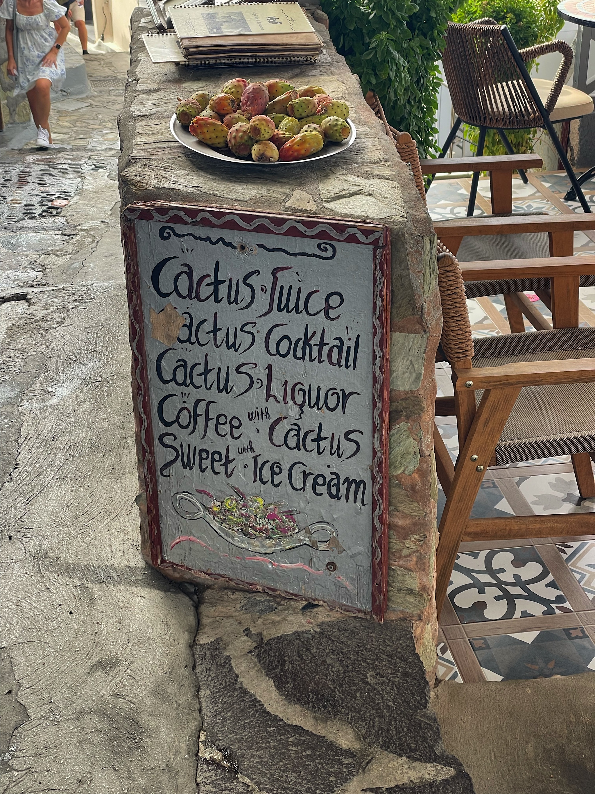 Prickly Pears on the menu in Santorini!