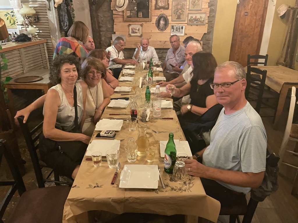 Dinner started outside, but an unexpected rainstorm sent us indoors.