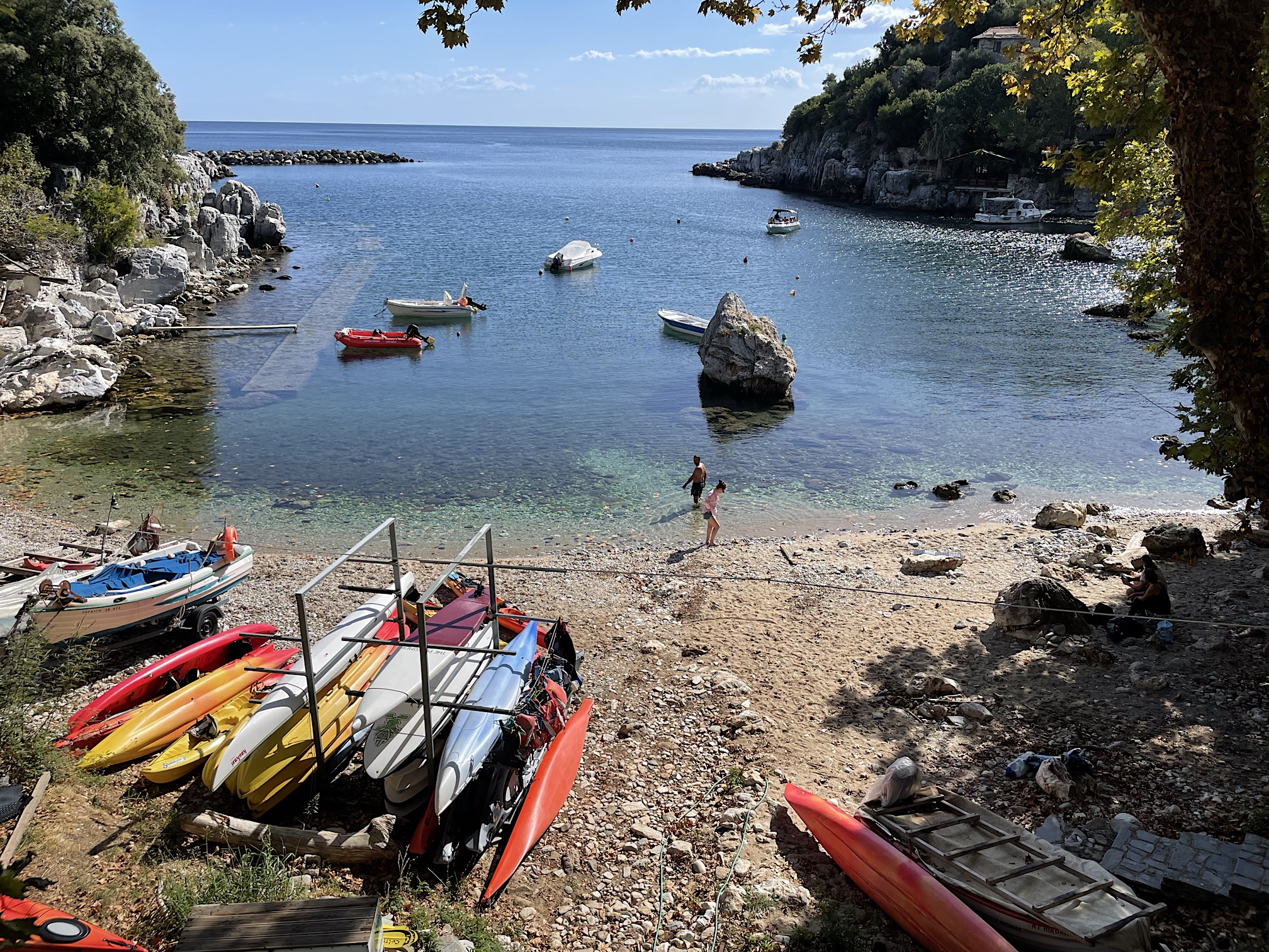 Sea kayaking is a popular activity.