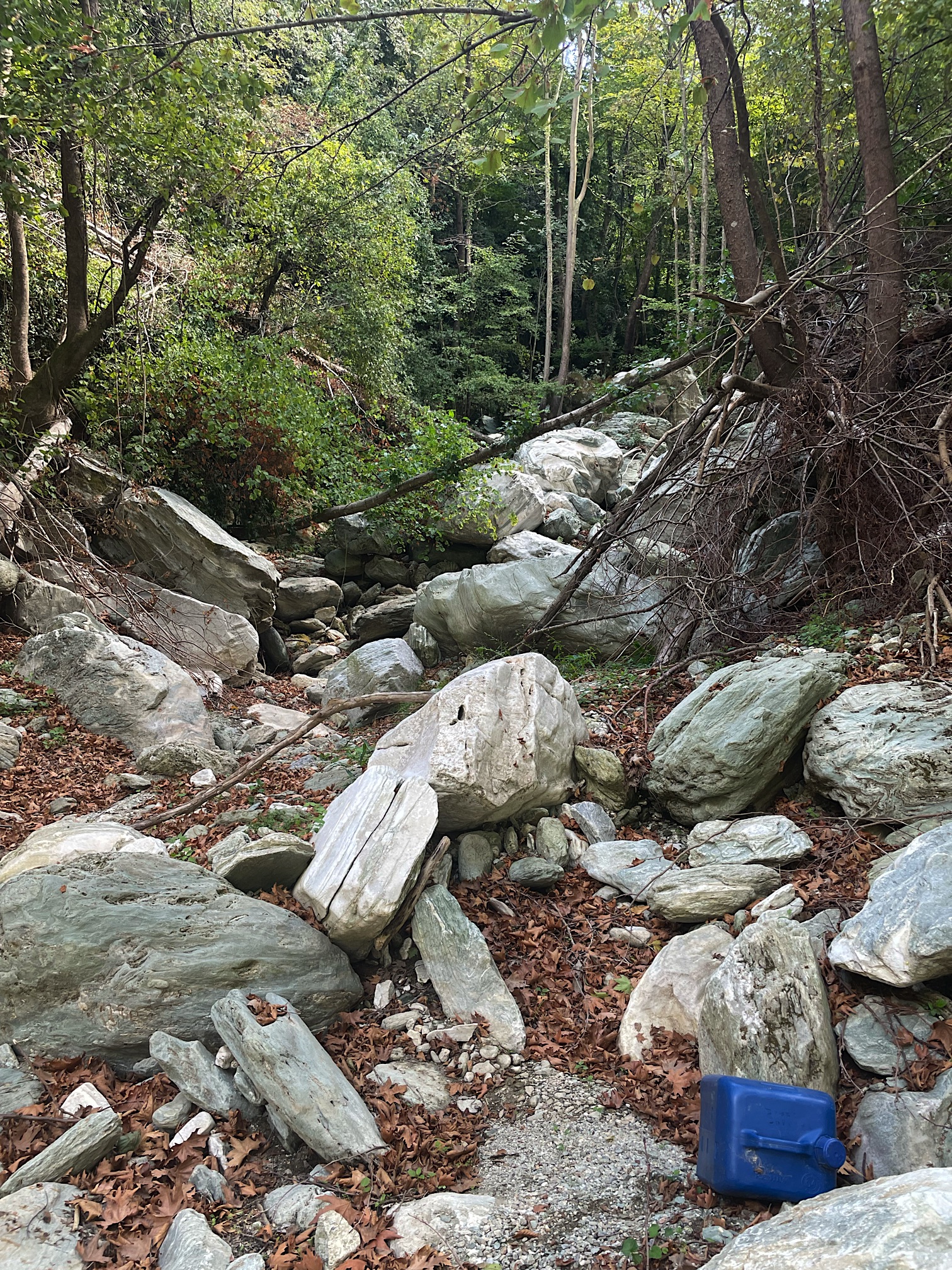 Rocks washed downriver by flooding