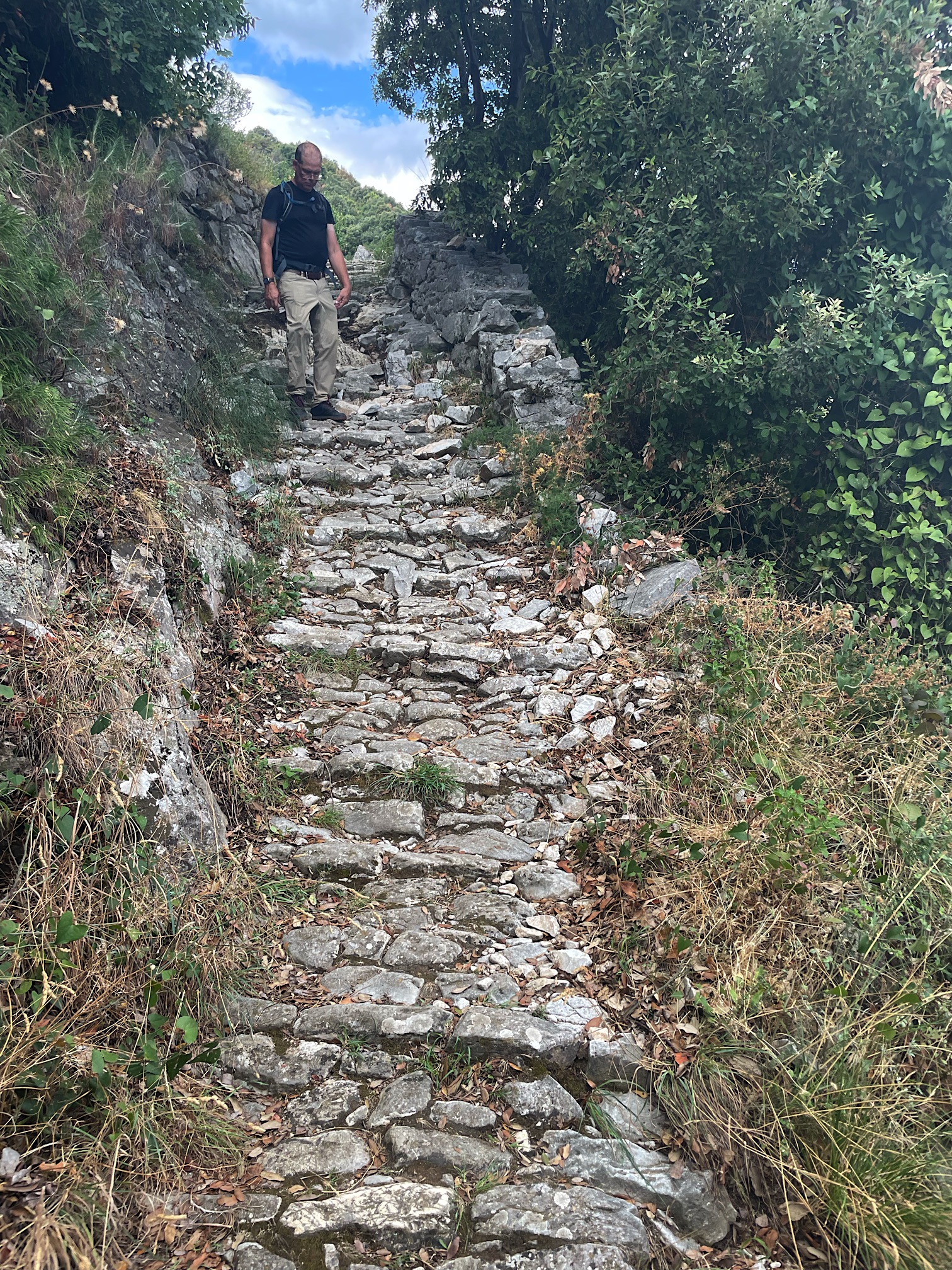 Chris contemplates the descent.