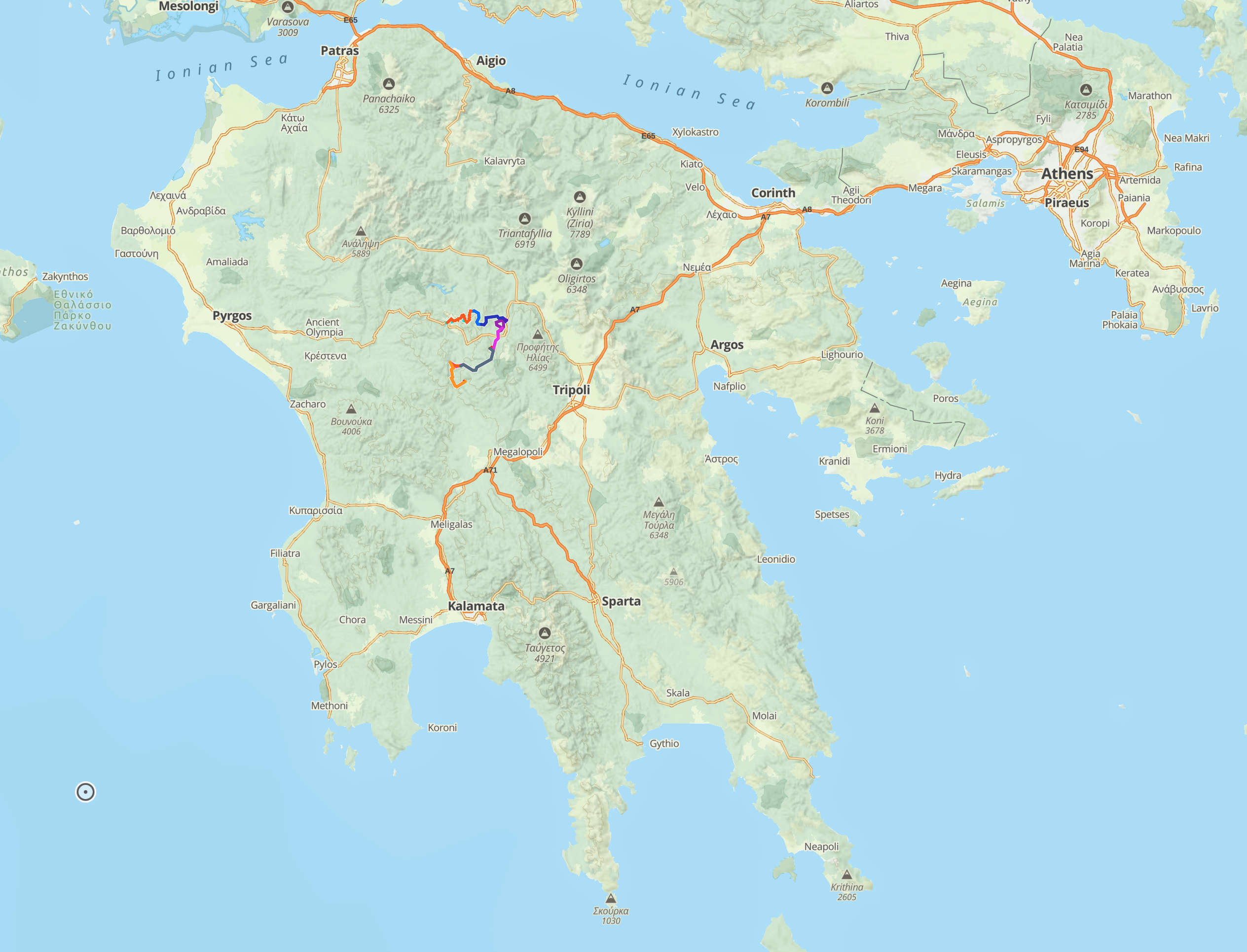 The Menalon Trail in the middle of Arcadia.