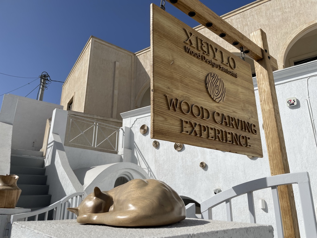 You can buy wood sculptures; I kind of wish I could’ve bought this cat!