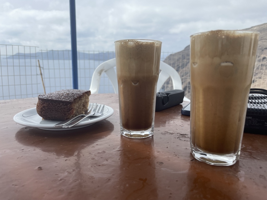 Life-giving walnut cake and frappés!