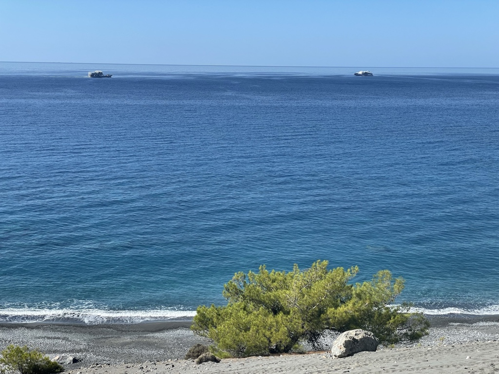 Two ferries passing.