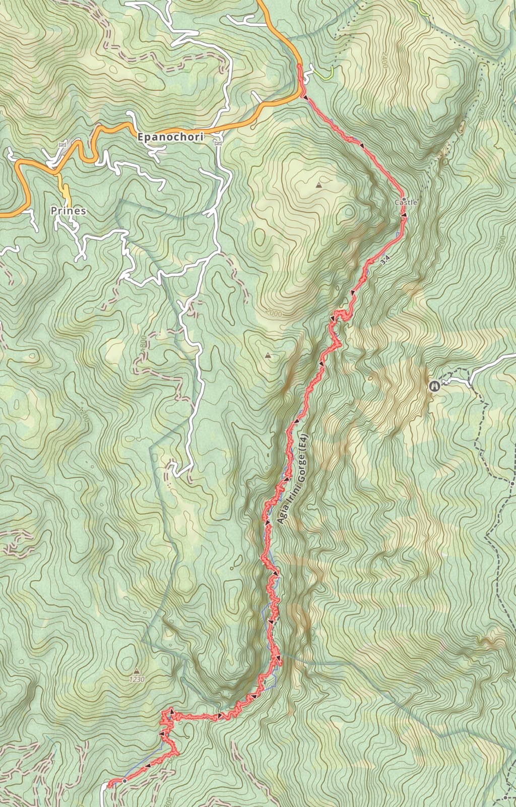 Topographic map of the trail.