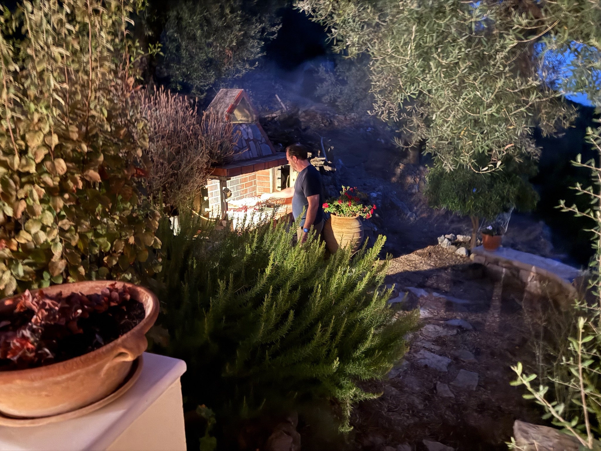 Ryan and Chris built a huge fire and prepared a sublime dinner of roast meats, straight out of Homer.