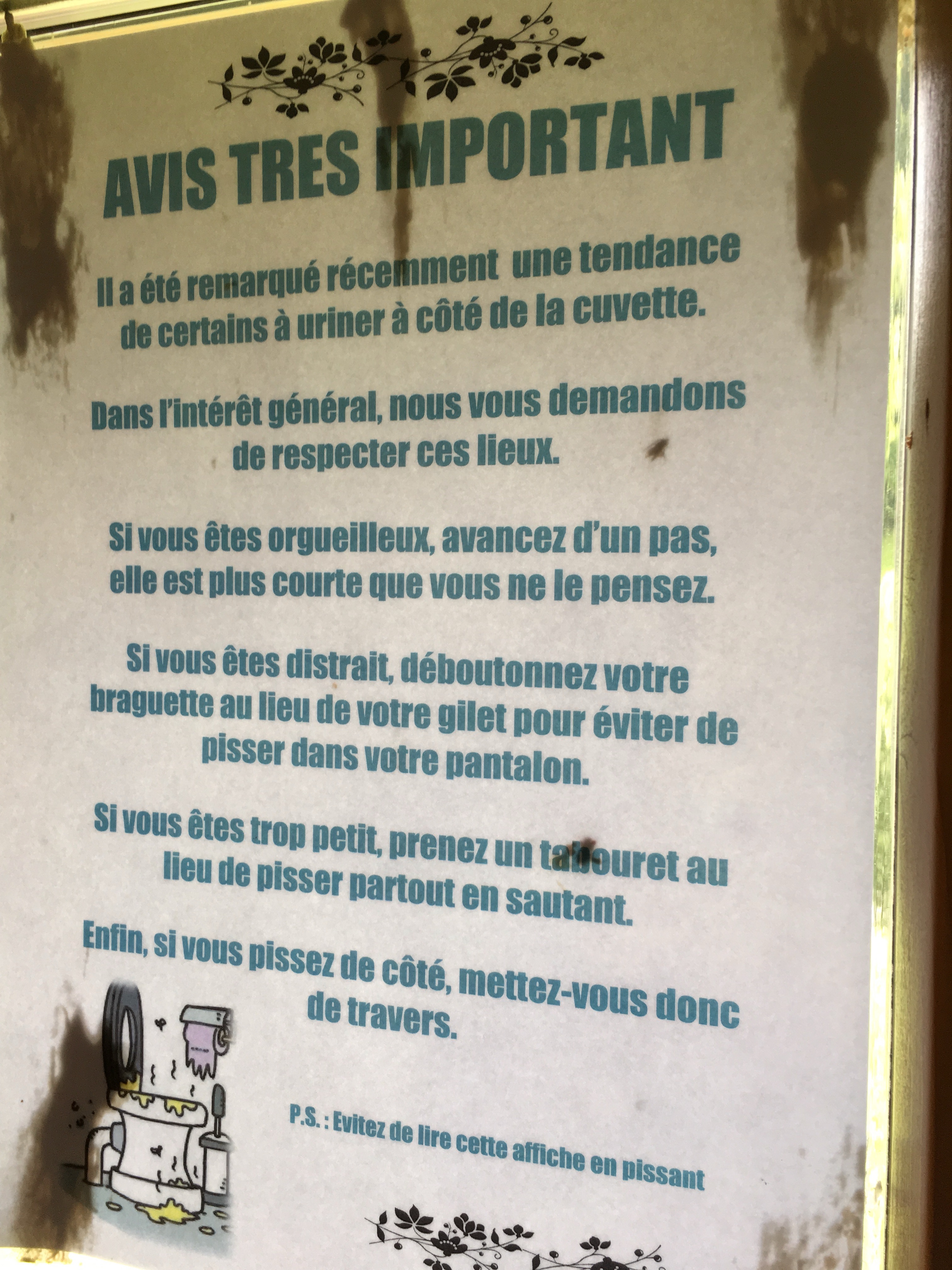 This sign in the toilet in Issert is also funny.