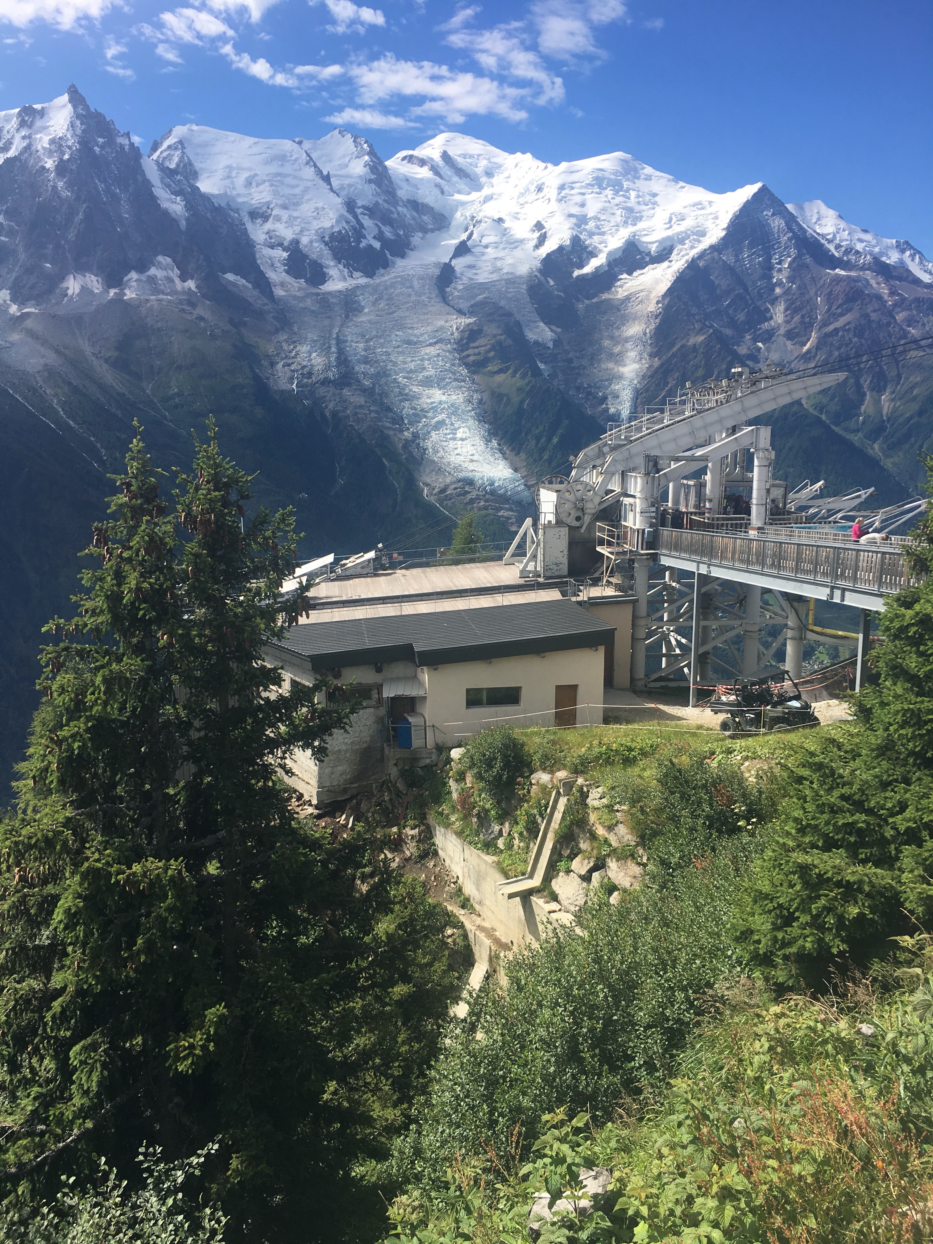 This part of the trail is dotted with ski lifts that keep running in summer.