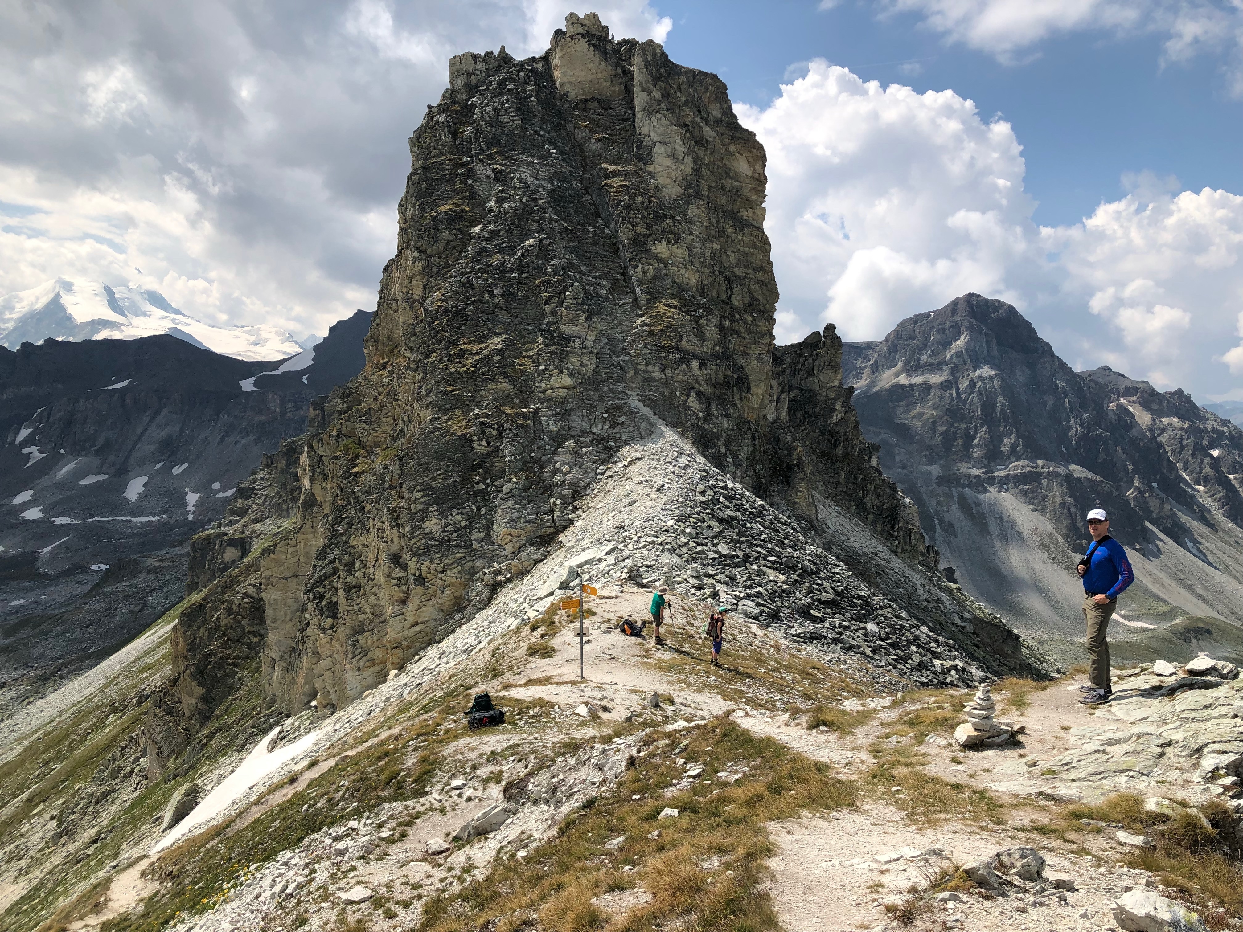 The Meidpass on the Haute Route, a pass that fits somewhere in the middle. It’s reasonably strenuous to walk all the way up there and down the other side because the distance is long and the elevation changes are significant, but not profoundly frightening or slippery.