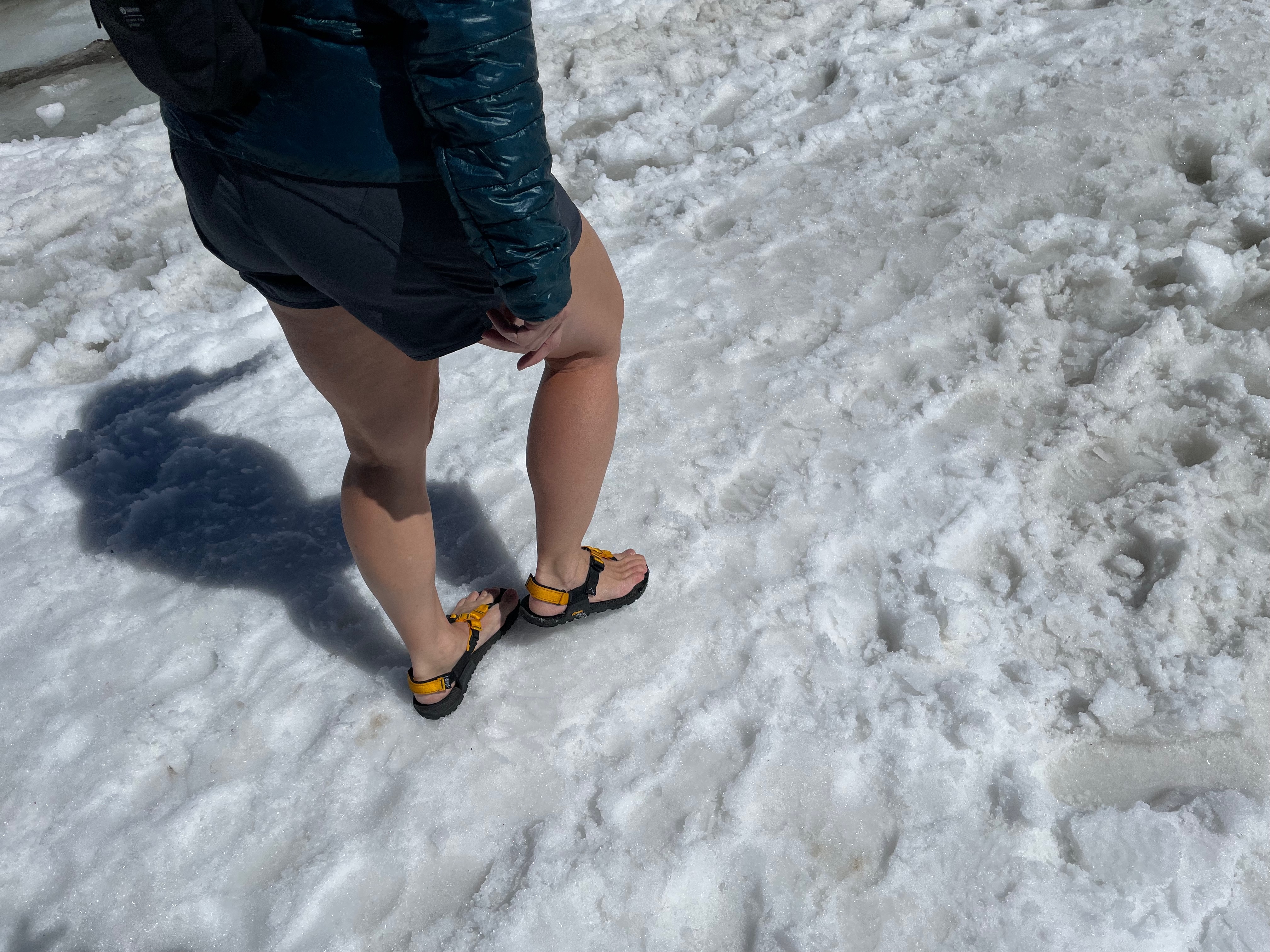 There’s still snow on the path leading to the Titlis Cliff Walk.