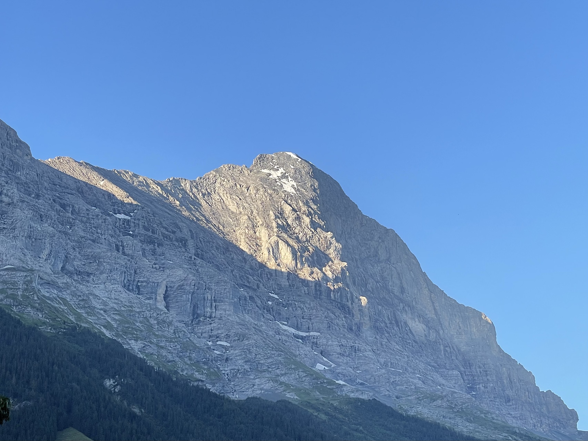 Dawn rose on a clearly visible Eiger.