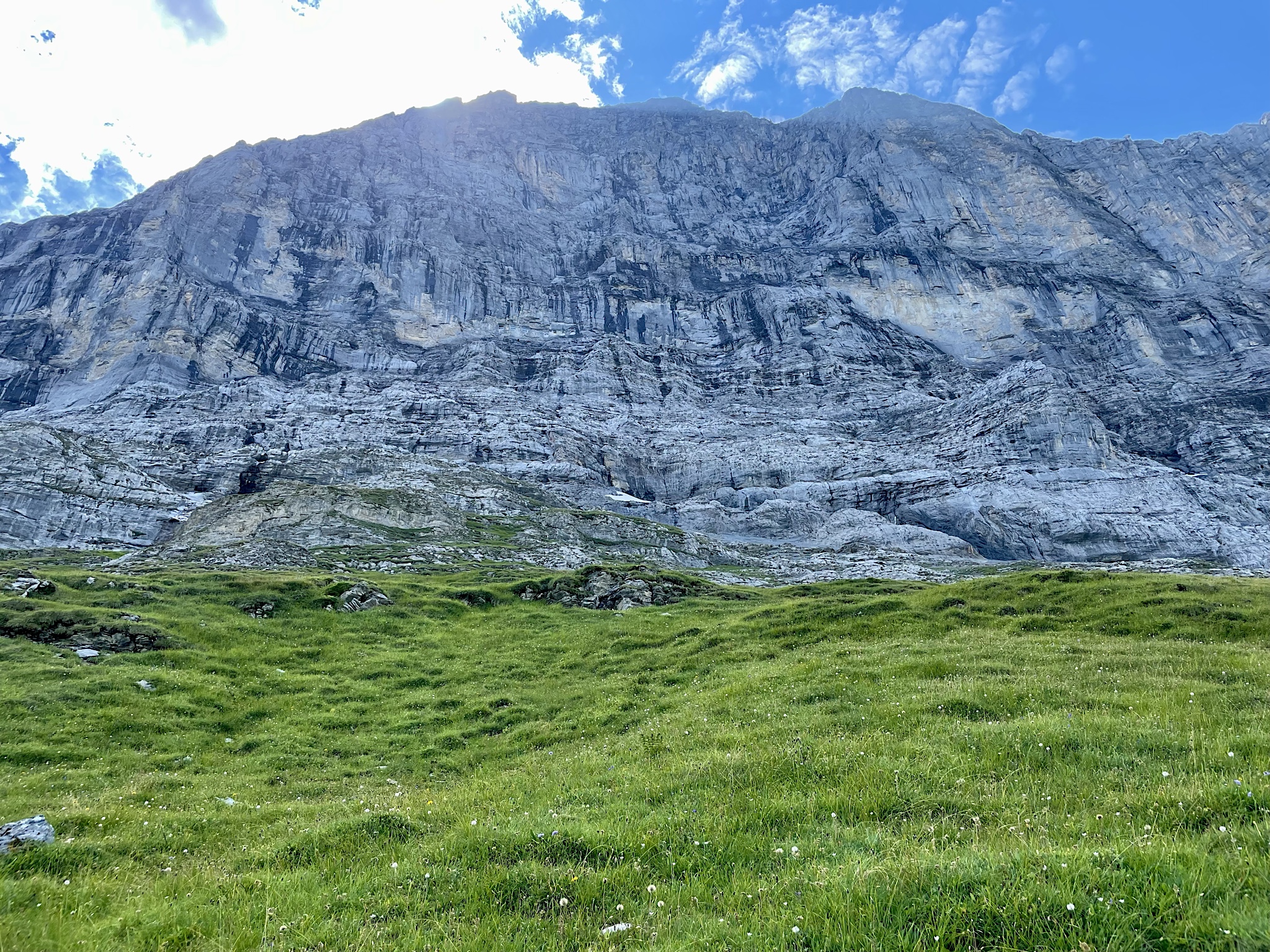 The thing about this being the north face is that the sun is never directly on it, making it surprisingly hard to photograph. But here you can see the little windows opening into the train tunnel.