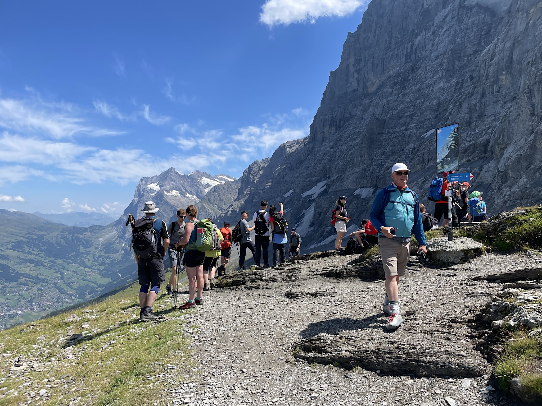 We finally reached the pass, where the Eiger merges into the Mönch and then the Jungfrau. These tourists all did it the easy way!