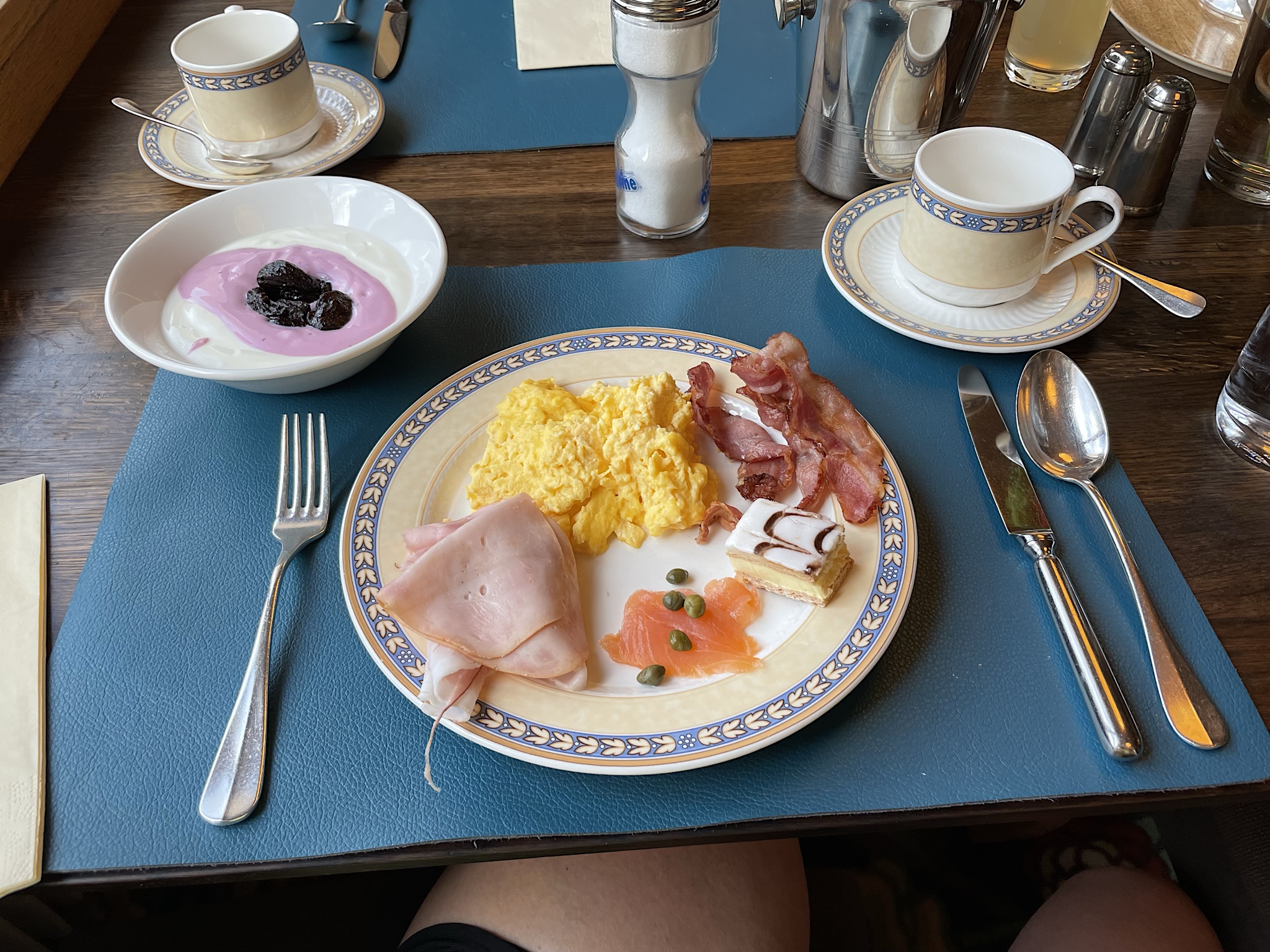 My breakfast. Note the absence of champagne.