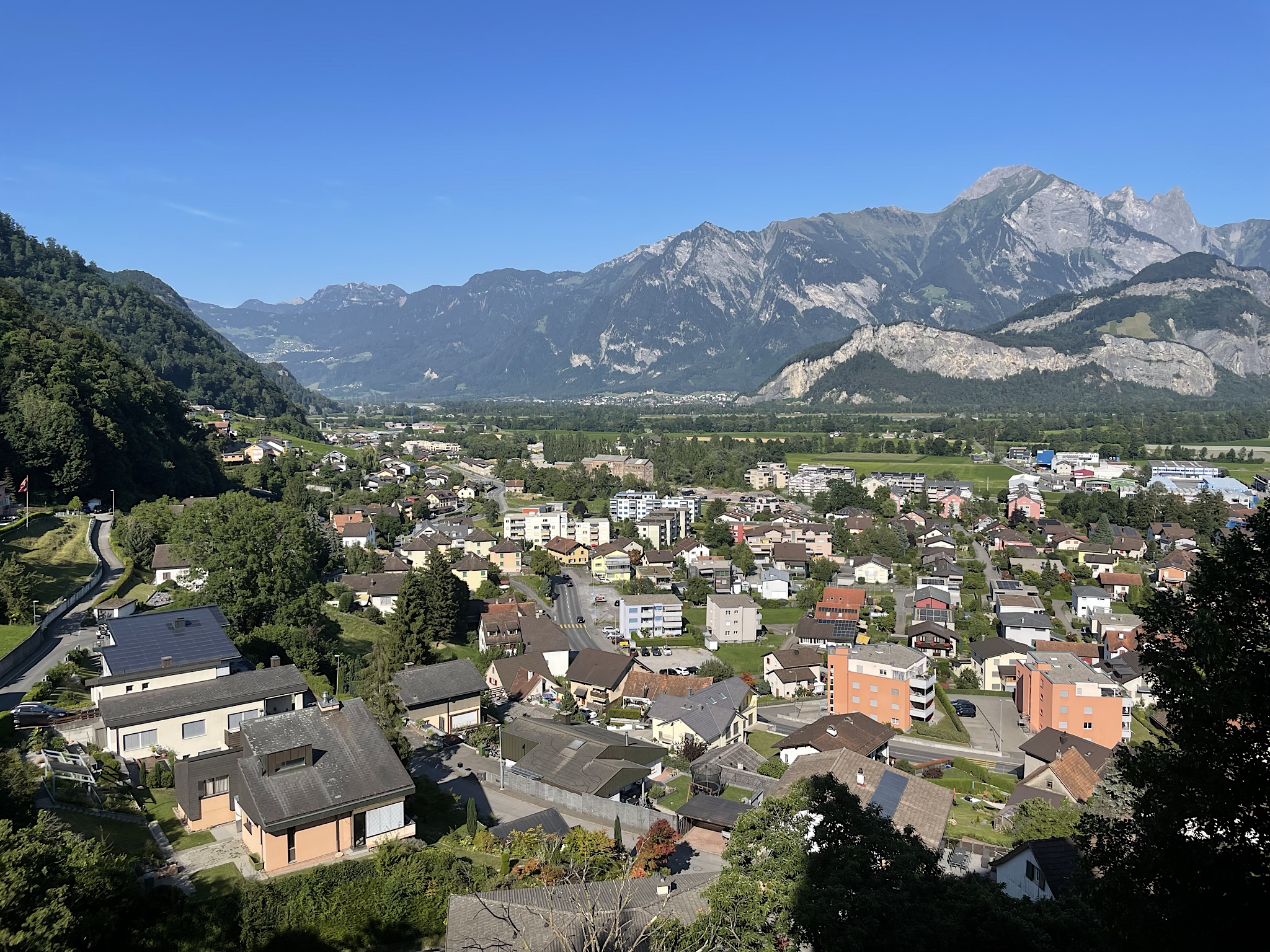 The castle looks into neighboring Liechtenstein. The Via Alpina now starts in Zaduz, Liechtenstein.