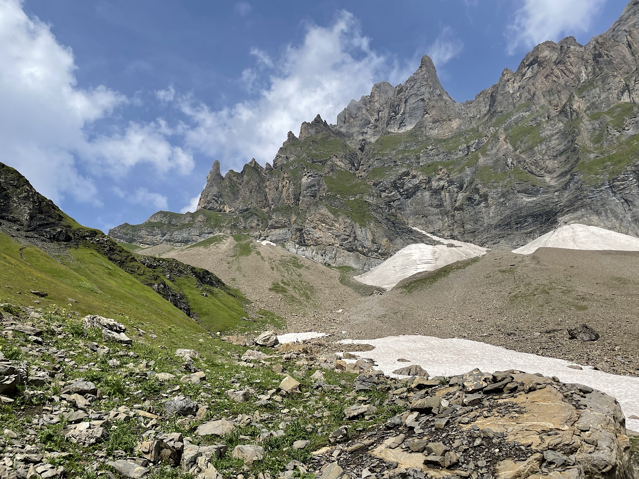 We could see ibexes traversing the rocky face.