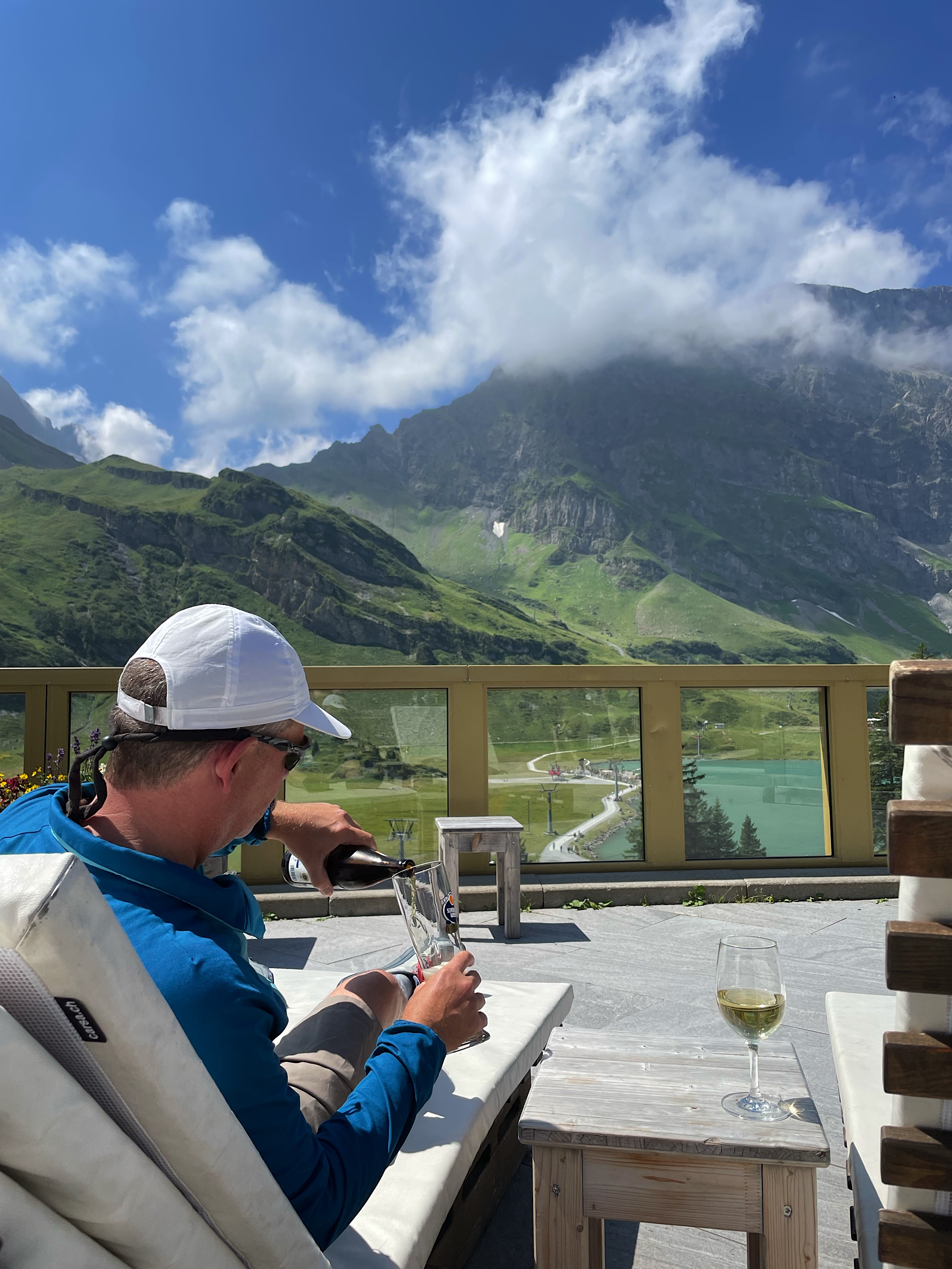 We rode back down to the Trübsee stop, where we had a drink on a sunny terrace before heading back to town.