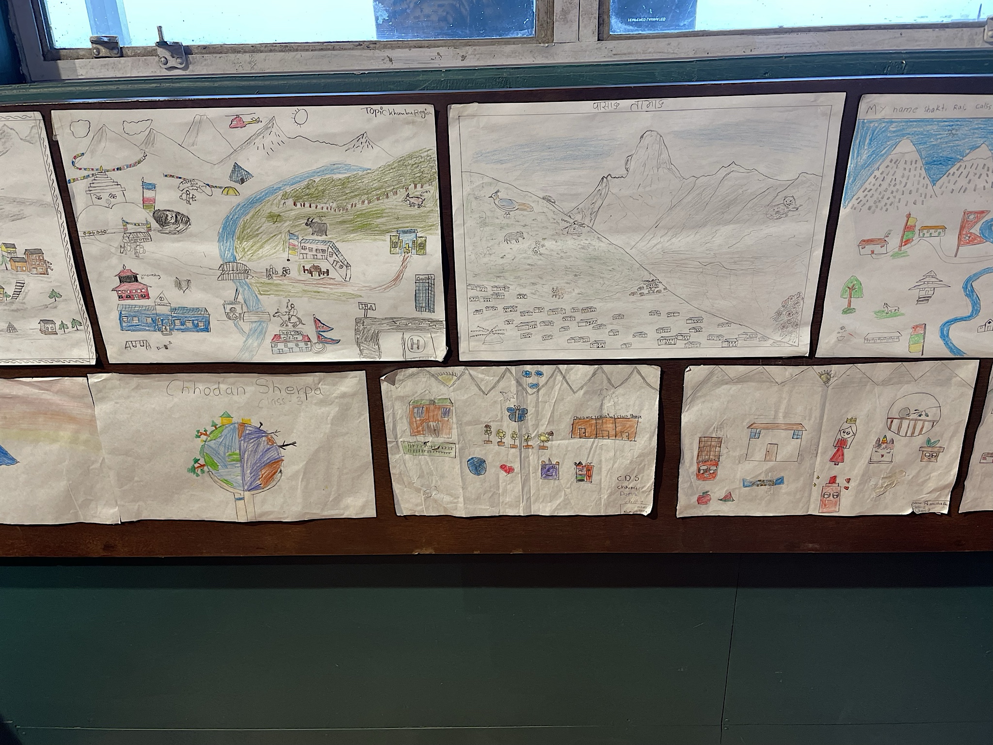 We saw pictures drawn by some of the kids.