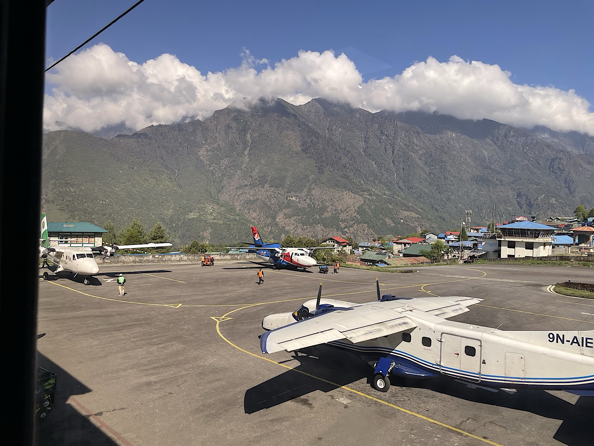 Four planes would load at once, staggering takeoffs and landings.